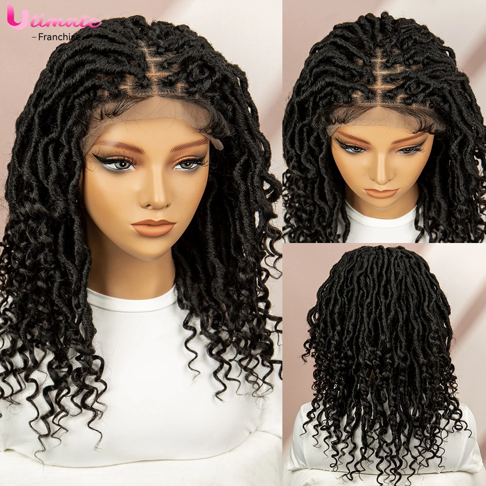 Twisted Braided Wigs Synthetic Lace Front Wigs with Baby Hair for Black Women 16 Inches Curly Hair Wigs Crochet Wigs