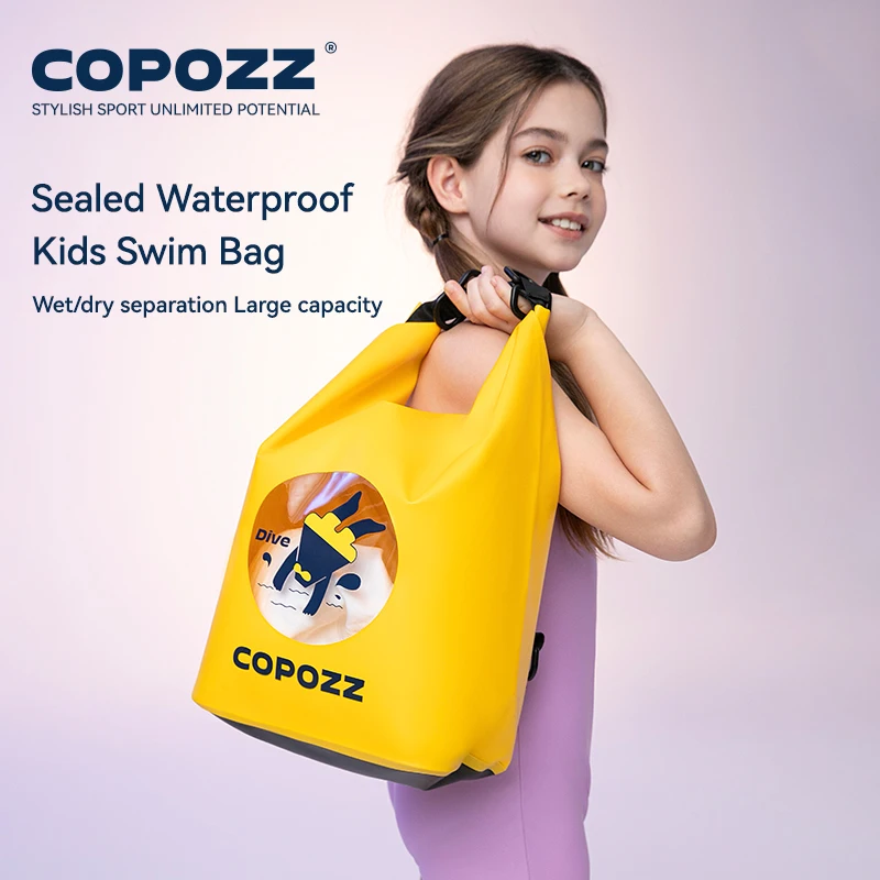 

﻿ ﻿ ﻿ COPOZZ Kid Swim BagWaterproof Wet Dry Separation Beach Pool Travel Adjustable Wear-resistant Foldable Children Storage Bag
