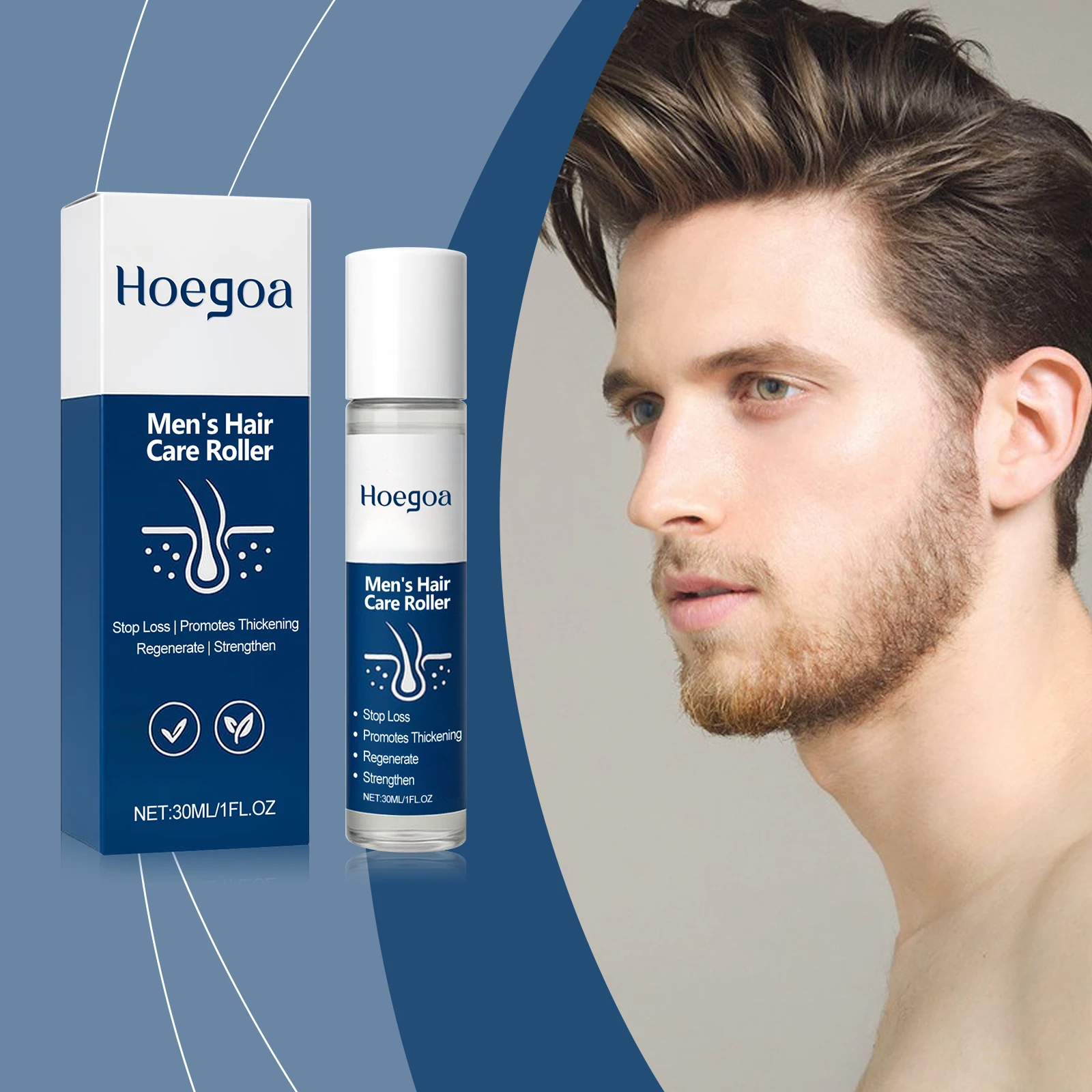 

Men's Hair Roller Essence Gentle Massage Nourish Scalp Care Hair Texture Promote Healthy Reduce Hair Loss and Breakage