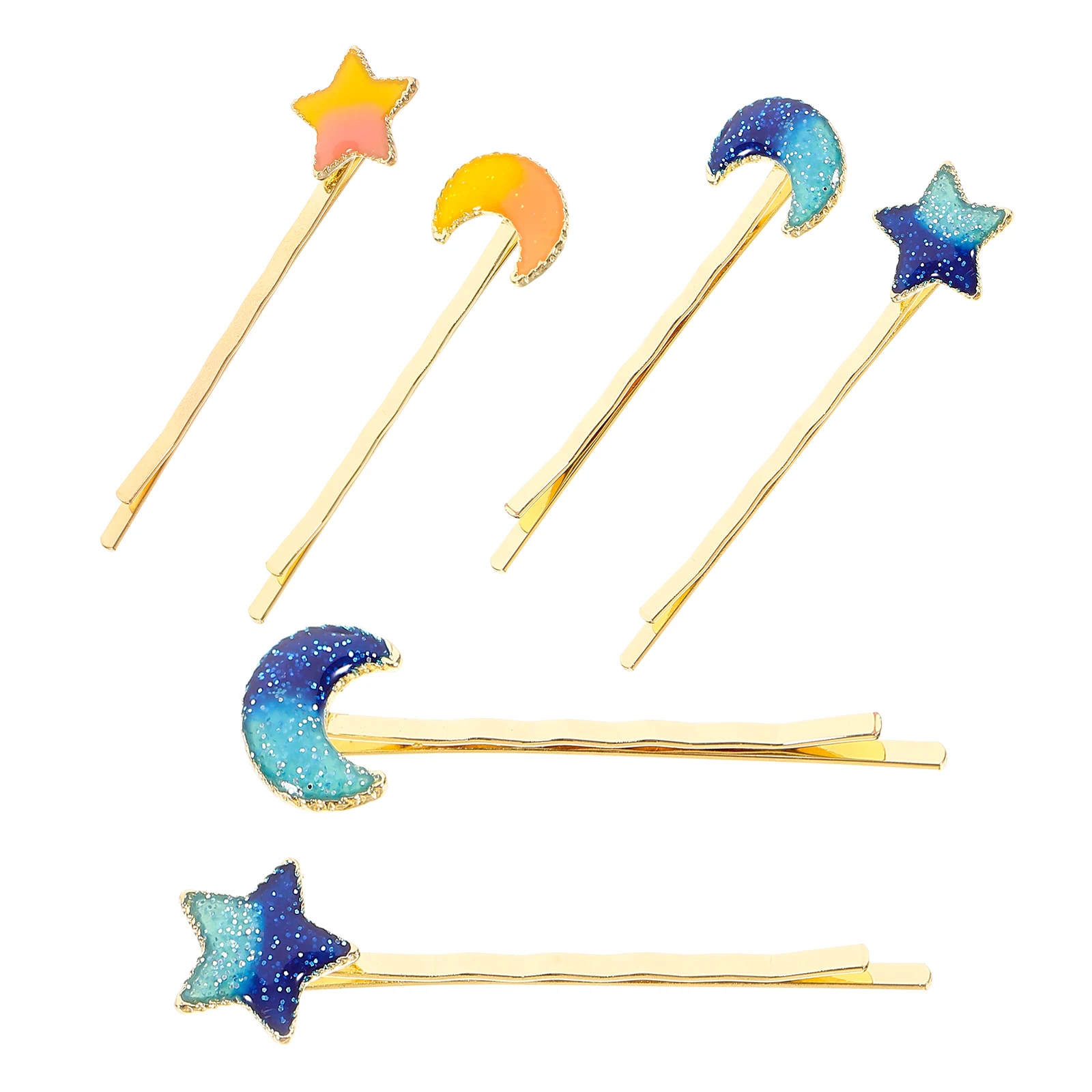 

6 Pcs Star Moon Hairpin Clip Durable Metal Accessories Women Hair Clips Alloy Decorative Travel Outing Gift Styling Aid