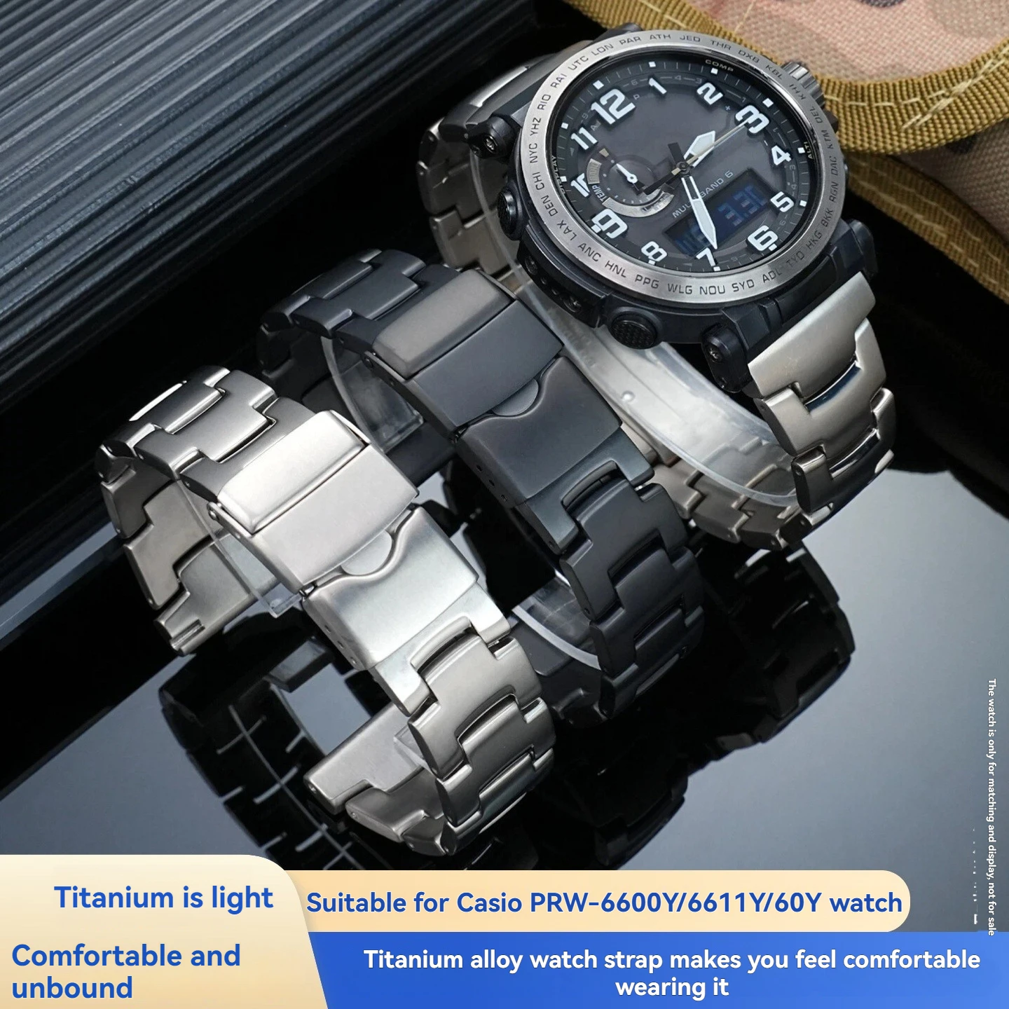 حزام بديل من سبائك التيتانيوم لـ Casio PROTREK PRW-6600/PRG-600Y/650/PRW-60/50/70/30 - 23 مم 24 مم (خفيف الوزن ومتين)