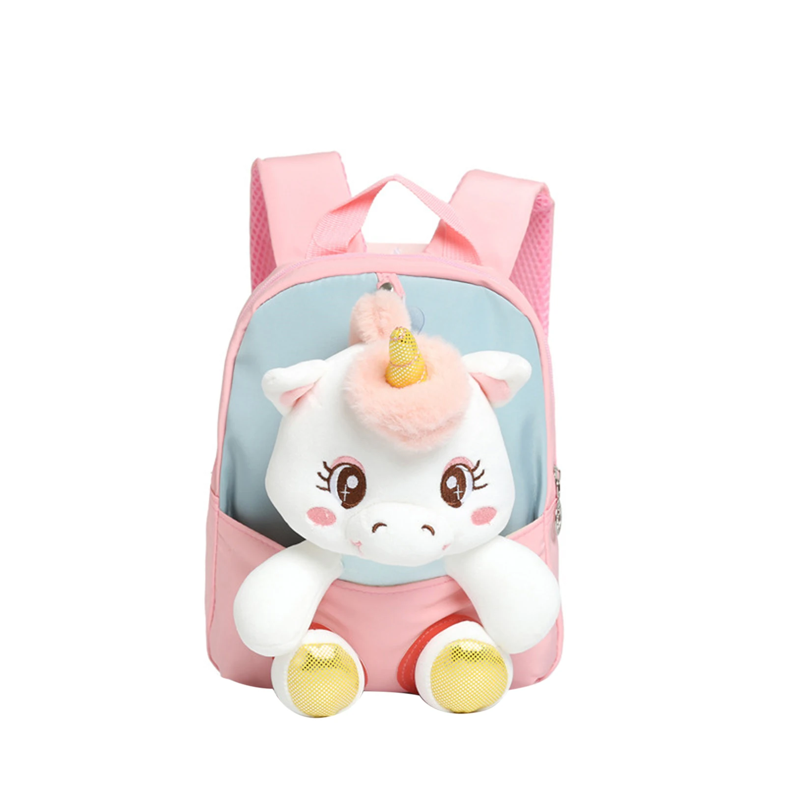 

2021 New Kid Cartoon Plush Unicorn Backpack 3D Doll Student Rucksack Kindergarten Small School Bag for Boys Girls