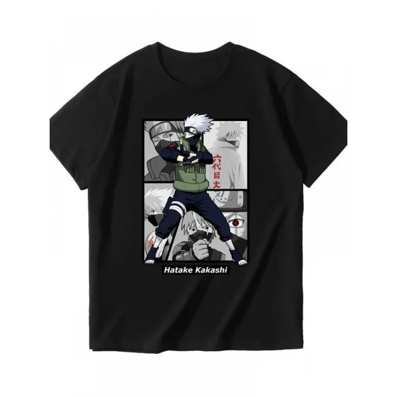 Naruto Kakashi Anime Children's T-shirt 100% Cotton Cartoon Printed Parent Child Wear Summer Casual Fashion Short Sleeve