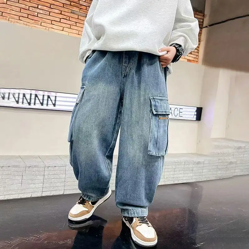 

Children's Autumn Jeans Spring and Autumn 2026 New Boys' Korean Edition Casual Pants 110-170cm