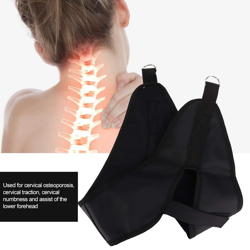 1pcHanging Cervical Traction Device Soft Neck Stretching Belt Pain Relief Metal Bracket Chiropractic Neck Traction Cushion Brace