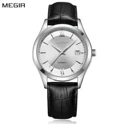 MEGIR Original Brand Men's Watches Automatic Mechanical Watch 5Bar Waterproof Leather Wristwatch Clock Relogio Masculino 62063