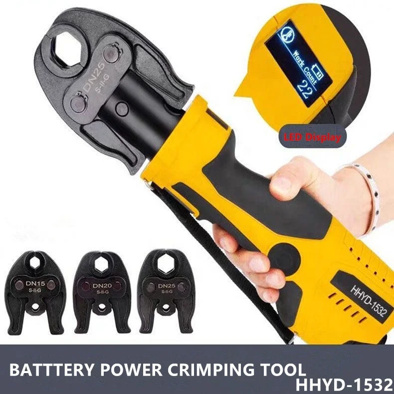 Cordless ProPress 220V Steel Hydraulic Pressing Tool Kit Battery Operated For PEX Copper Pipe Fittings 1/2 3/4 1