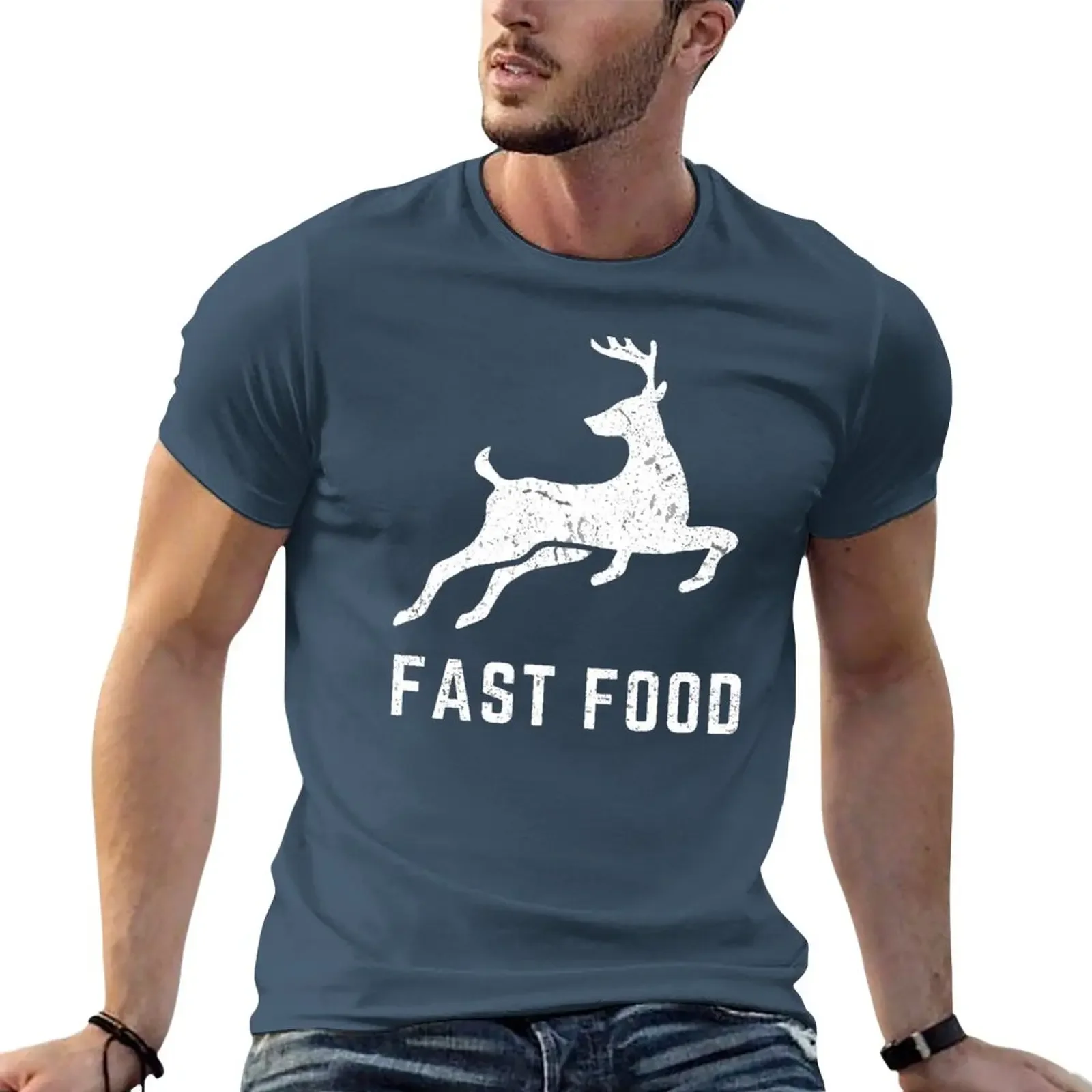 Fast Food Christmas Reindeer Christmas dad Hunting T-Shirt quick-drying customs vintage clothes T-shirt men