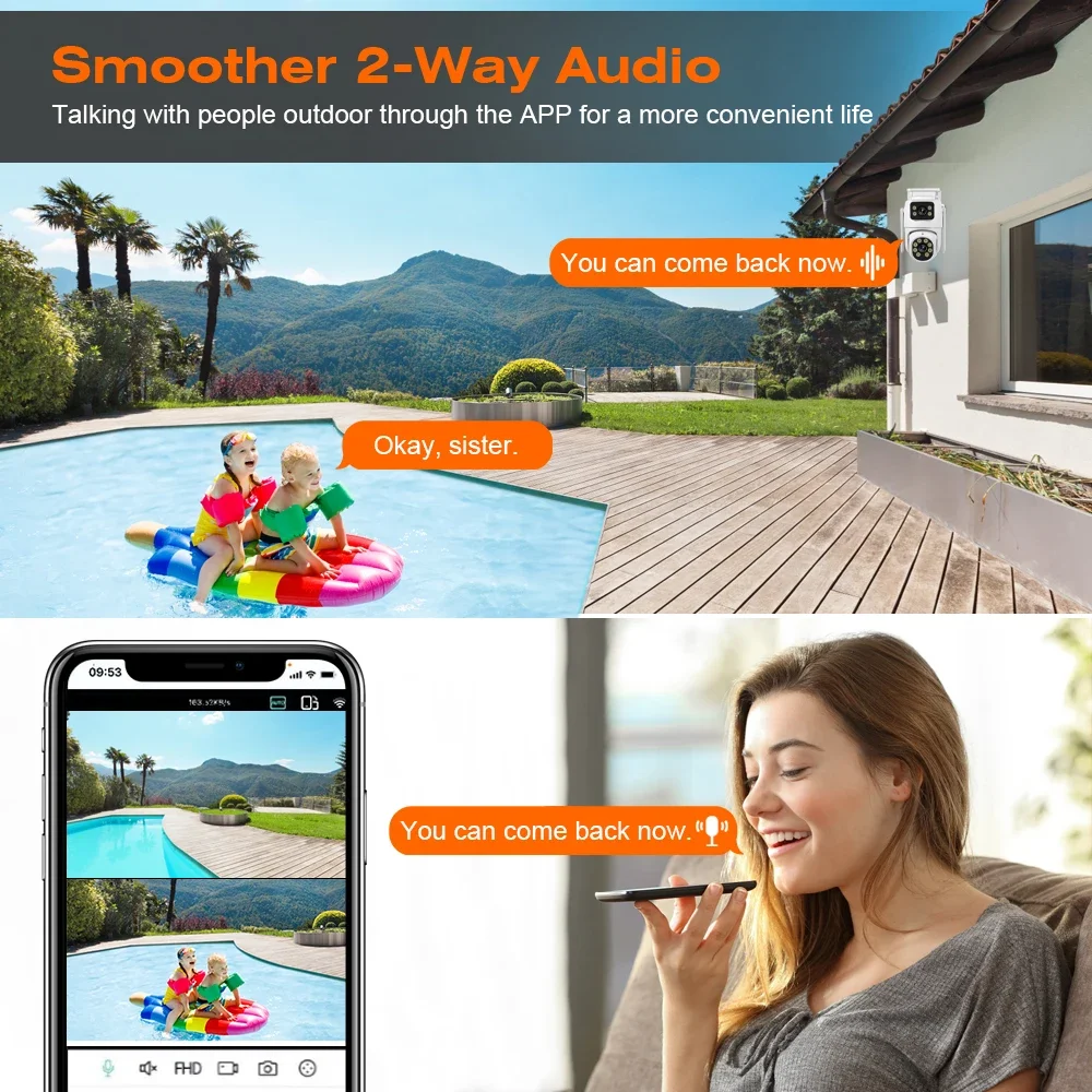 Telecamera IP di sicurezza wireless esterna 4K 8MP HD Dual Lens Telecamera PTZ esterna Wifi Telecamera di sorveglianza stradale con tracciamento automatico iCsee