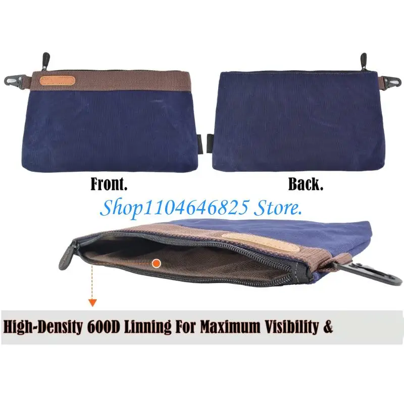 Waxed Canvas Tool Organization Pouches, 4 Piece Color-Coded Closure Bag Set for Sorting Measuring Equipment, Small Parts and