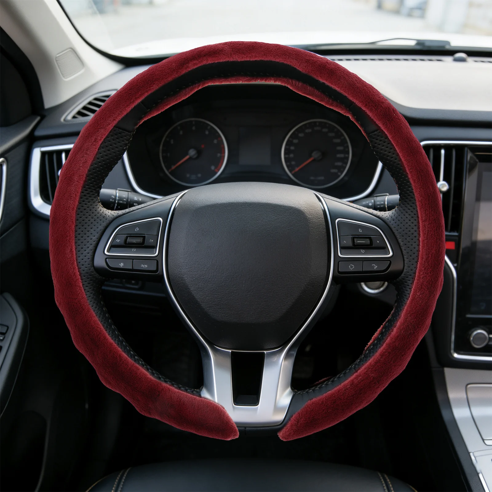 

15Inch Winter Steering Wheel Cover for Cars Soft Anti Skid Protector Universal Driving Comfort for Truck Rv Interior