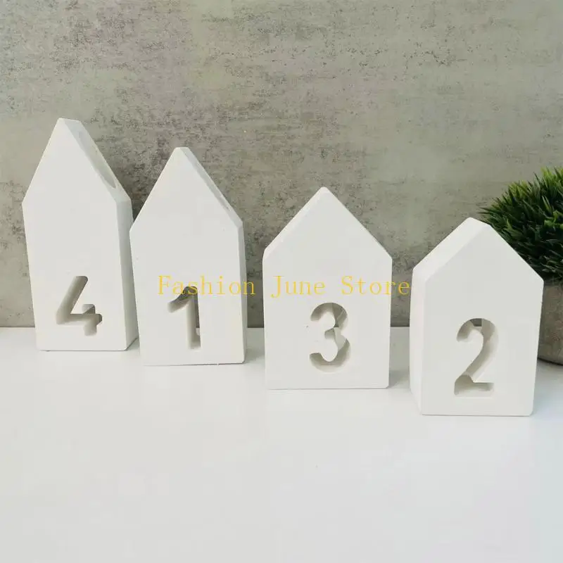 N5KA 4 Pack Crafting Moulds Silicone Base Mould Number House Ornament Molds Holder Moulds for Candlestick