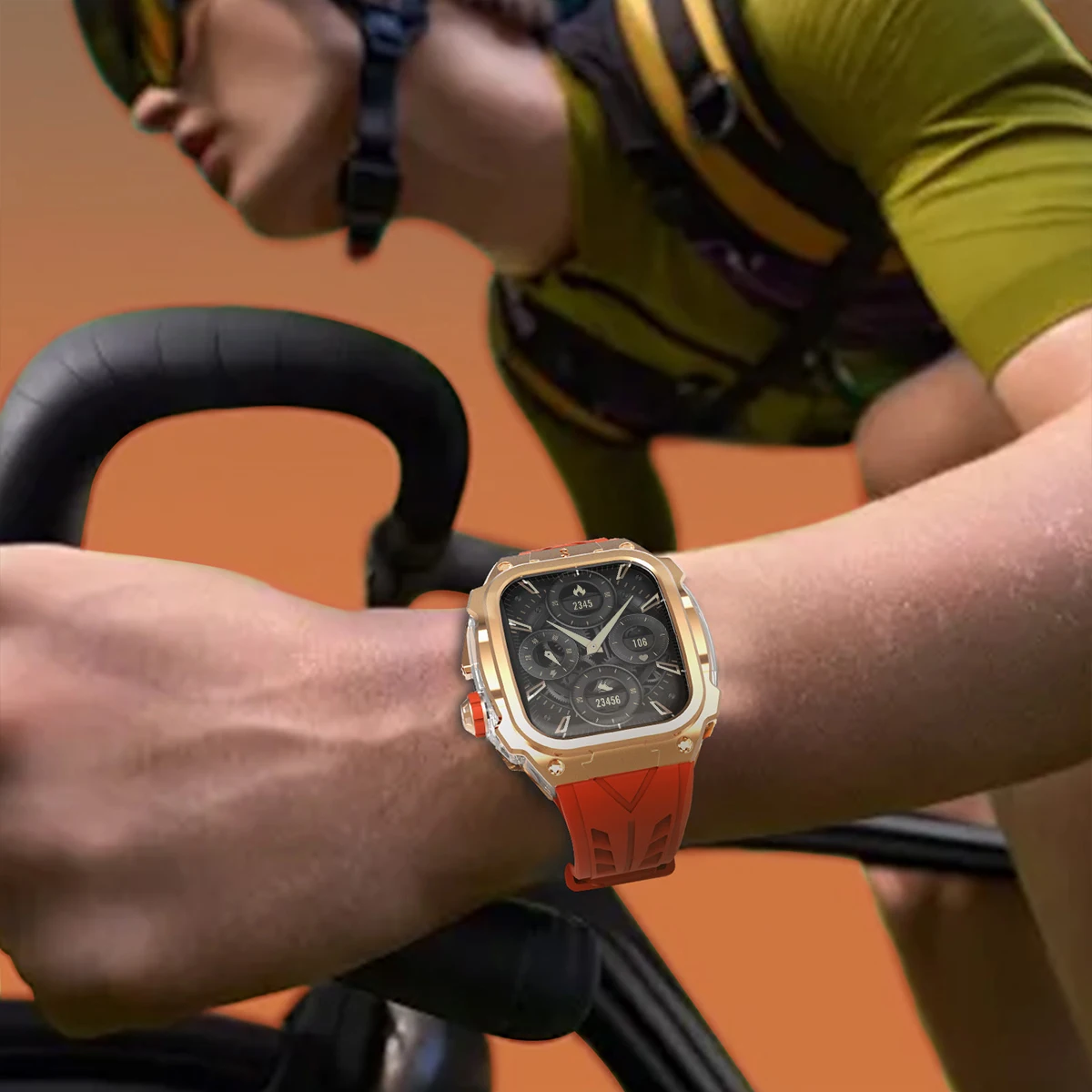 حافظة معدنية فاخرة لساعة أبل 11 10 46 ملم مع غطاء عالي التحمل وحزام من السيليكون للرجال غطاء حماية كامل #3