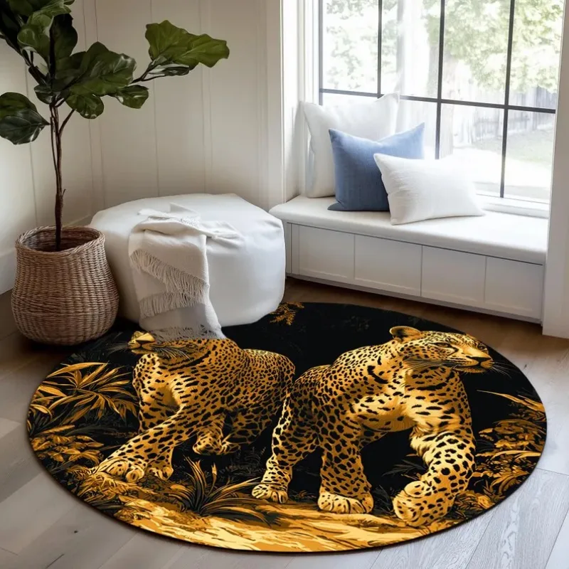 

Круглый ковер Jungle Tiger — ковер с экзотическим животным принтом, художественный декор пола для гостиной, спальни