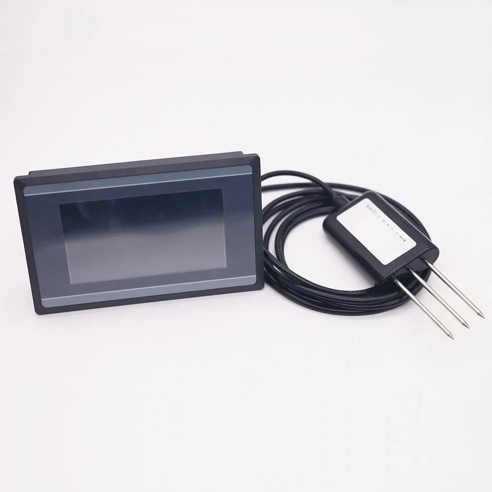 Measuring and Logging Soil Moisture Temperature Humidity EC PH NPK Sensor with HMI touch screen soil detector