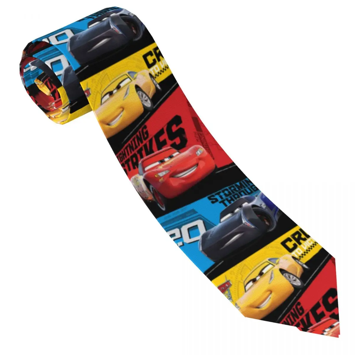 Custom Lightning McQueen Racing Car Neck Ties Men Printed Necktie For Business Mens Silk Tie