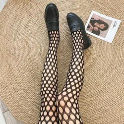 Sexy Women Hole Stockings Mesh Holes Transparent JK Lolita Tights Gothic Punk Girl Club Party Body Fishnet Long Stockings