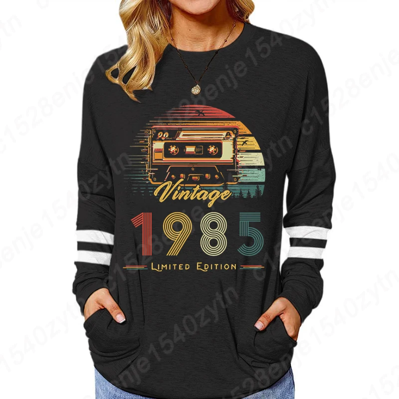 Women Autumn Blouses Vintage 1985 Limited Edition Print Birthday Gift Sweatshirts Funny Birthday Party Blouses Retro Causal Tops