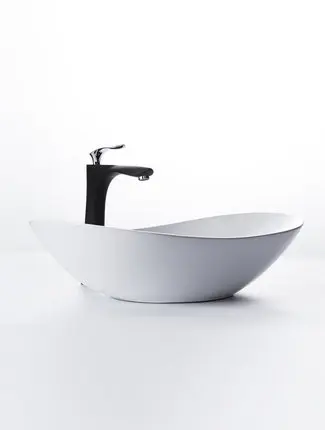 On-stage basin Art basin Oval white, ceramic bathroom Nordic style wash basin