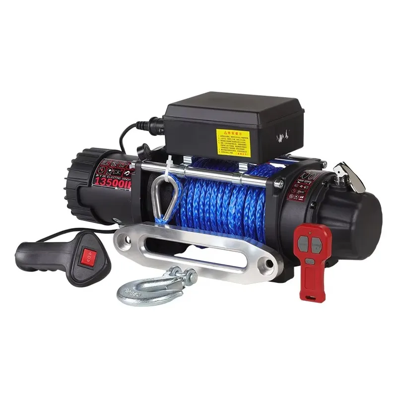 

12v24v 13500lbs 4wd Electric Winch for Sale 4x4 Synthetic Rope Self Rescue Steel Cable Electric Winch Water Proof Ip67 for Car
