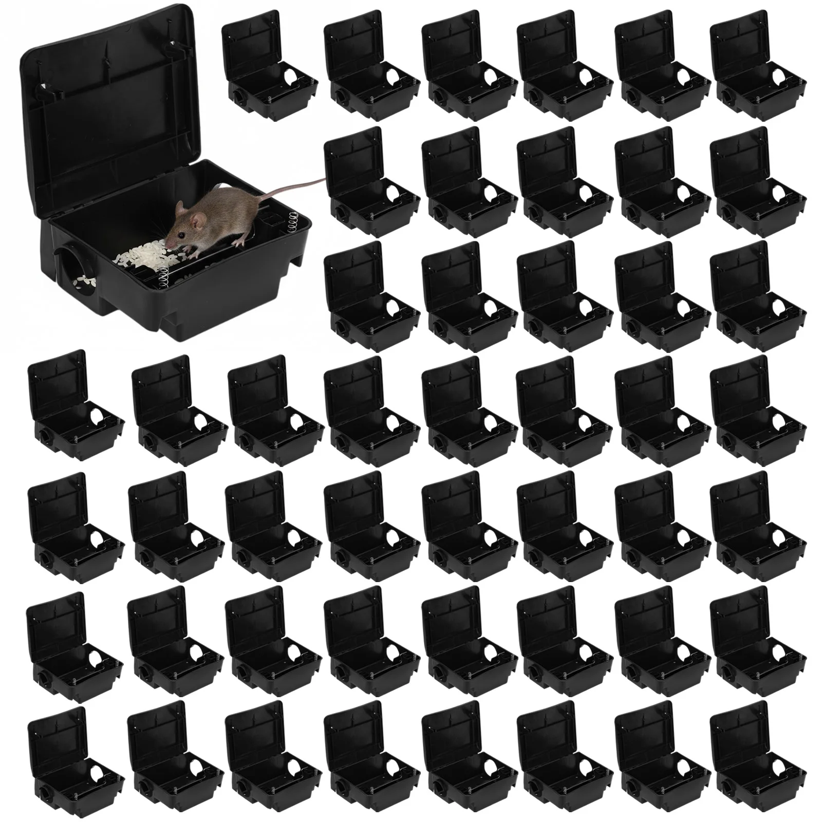 

50 Packs Tamper-Proof Trap with Key Heavy-Duty Outdoor Bait Box for Keeping Pets and Children Safe