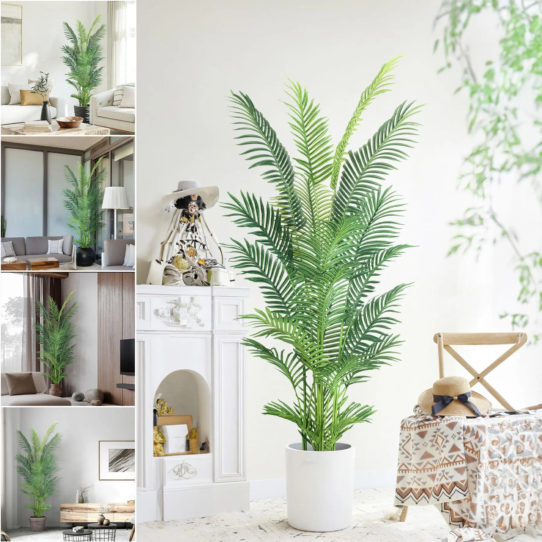 

New Hawaii Palm Tree Tropical Potted Green Large Artificial Plants for Indoor Decoration Artificial Tree