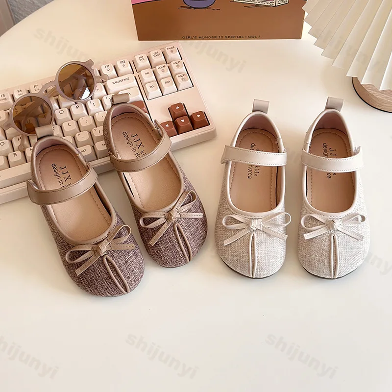 

Girls' Princess Shoes Children Mary Janes 2025 New Spring Autumn Non-slip Soft Ballet Dace Shoes Kids Bow Flat Shoes 2-15 Years
