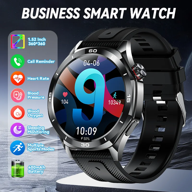 LIGE For HUAWEI Smart Watch Men 1.52 Inch HD Display Bluetooth Call Heart Rate Blood Pressure Smartwatch Sports Fitness Watches