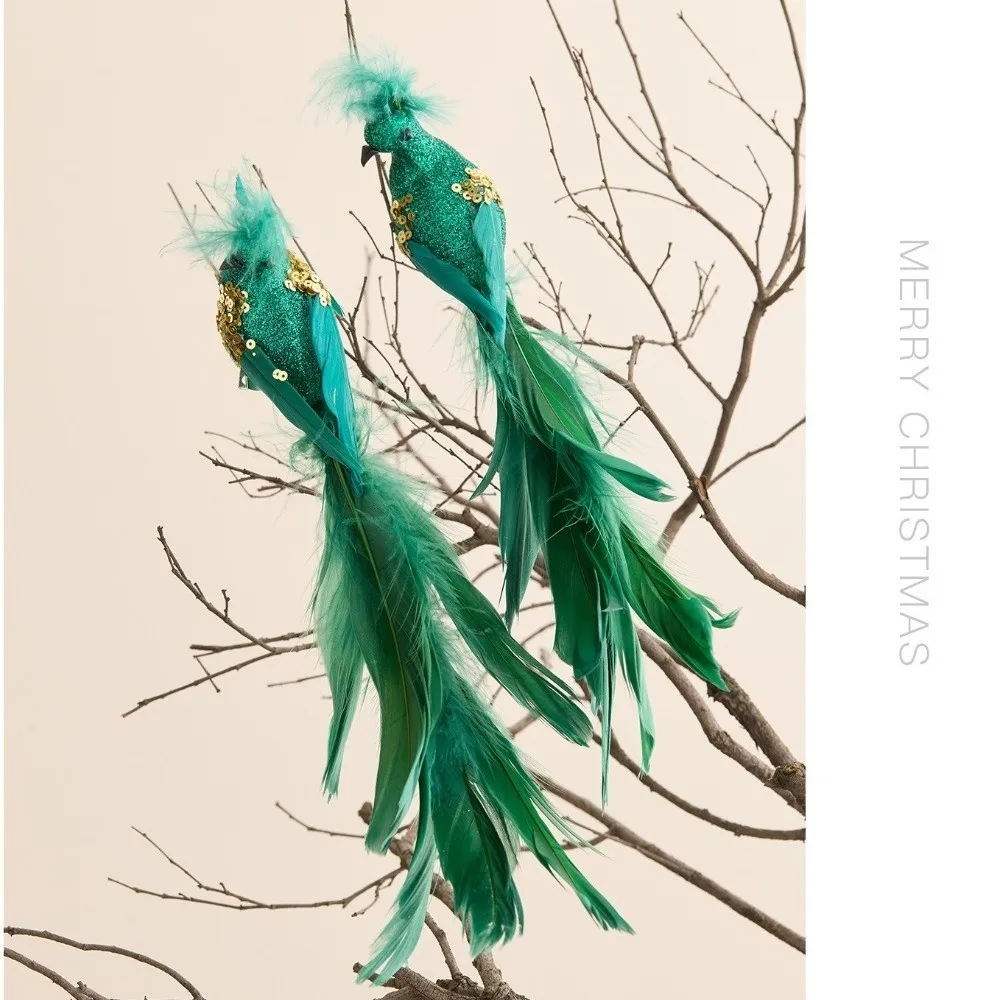 2 قطعة/المجموعة جديد واقعية بريق عيد الميلاد الطيور الحلي بريق محاكاة فو الطيور شجرة عيد الميلاد الديكور جو احتفالي