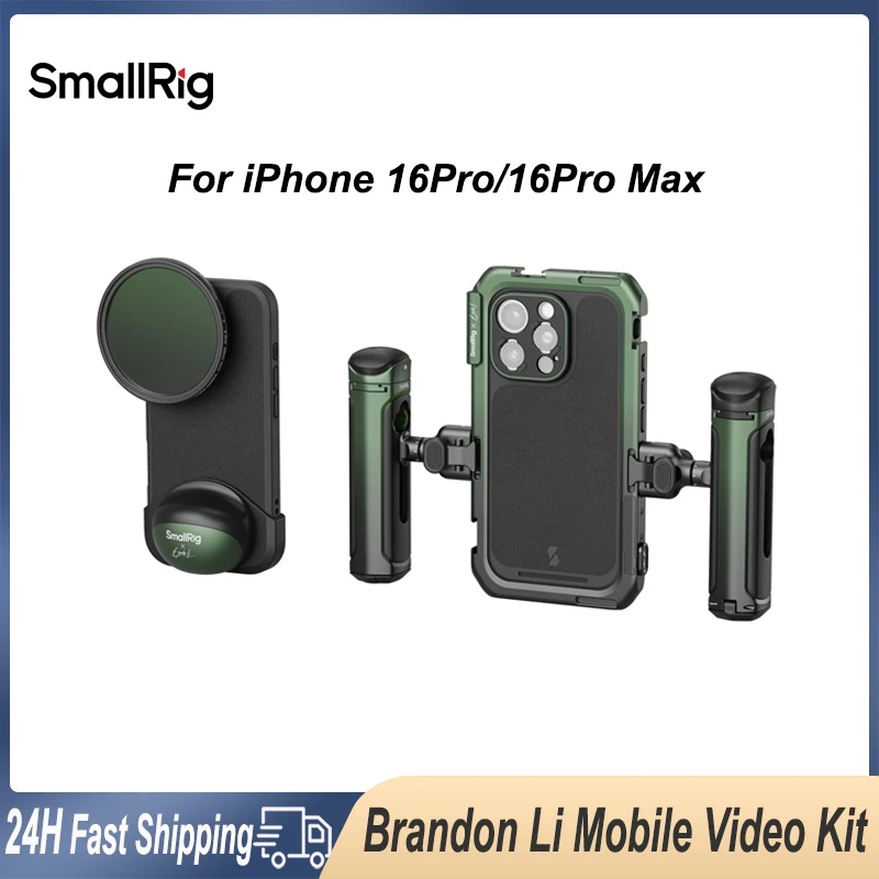 SmallRig x Brandon Li Mobile Video Cage Kit Phone Cage with Dual Handle VND Filter for iPhone 16pro 16 Pro Max Co-design Edition