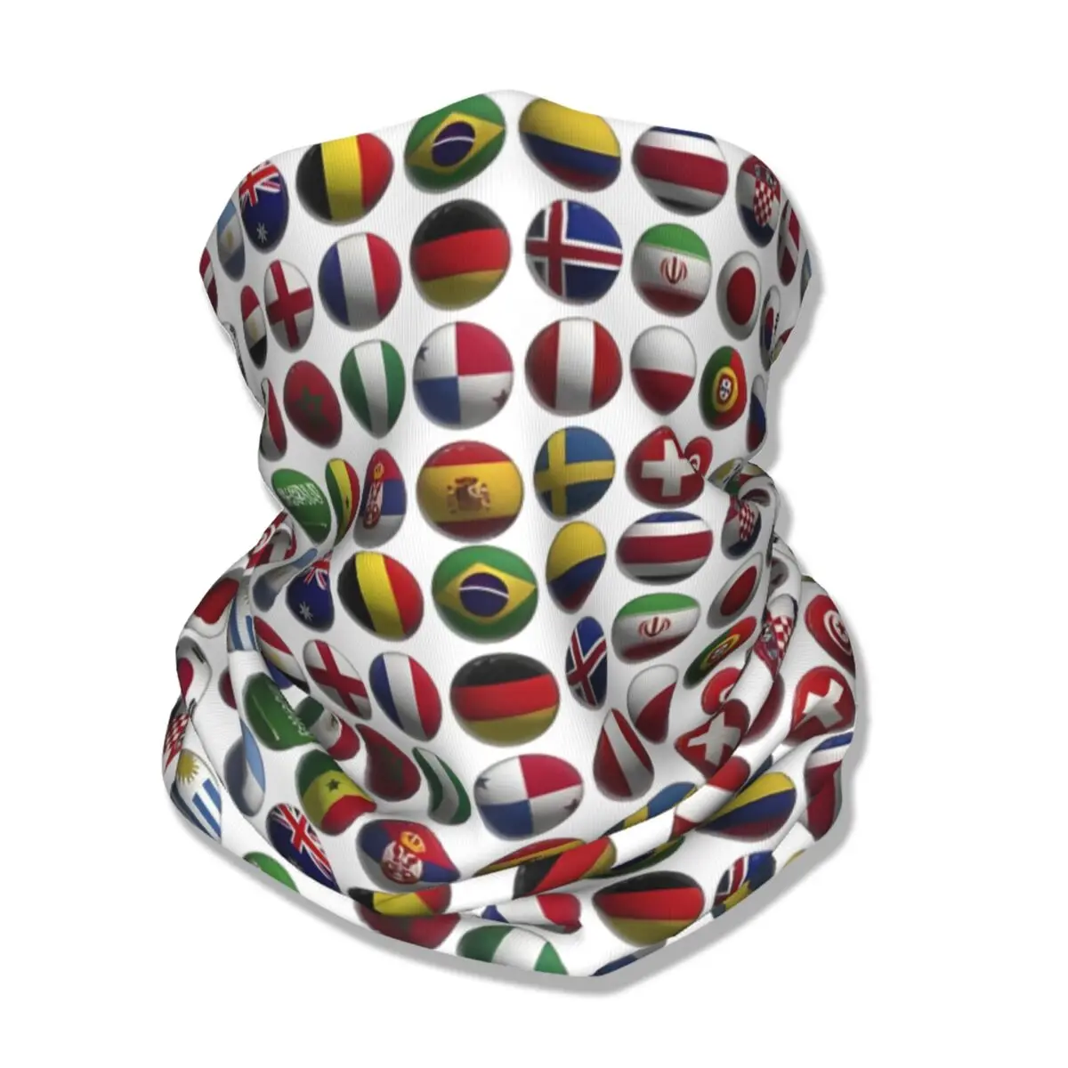 Round Countries Flags Bandana Neck Cover Printed Mask Scarf Multifunctional Headwear Running for Men Women Adult All Season