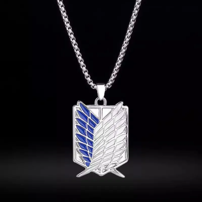 Attack on Titan Anime Peripherals Eren Mikasa Wings of Freedom Necklace Metal Pendant Decoration Cute Accessories Necklace view 2