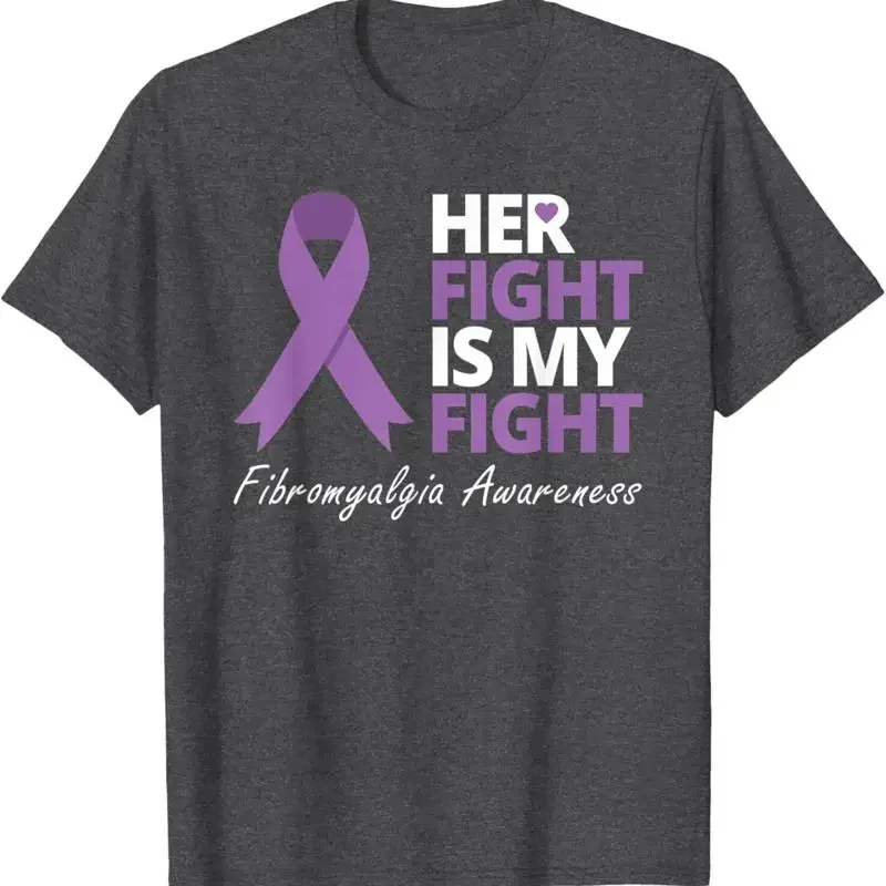 

Her Fight Is My T Shirt Fibromyalgia Awareness Ribbon