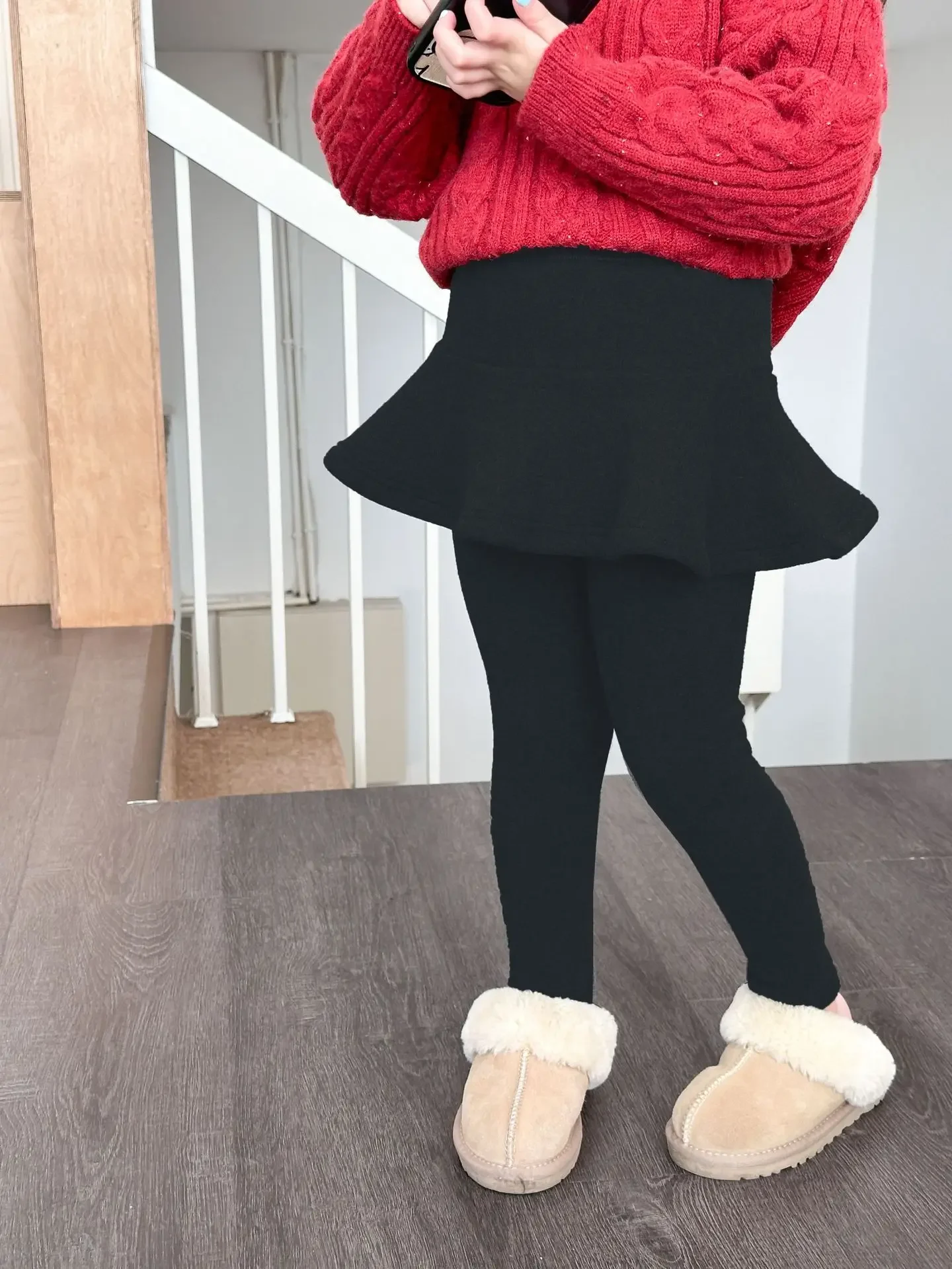 Girl Pants Autumn Winter 2024 New Solid Add Velvet Fake Two Items Leggings Casual Simple Fashion Sweet Korean Active Vintage