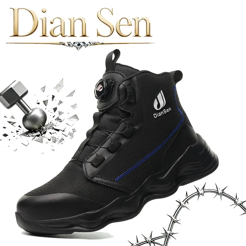 Men Safety Shoes Steel Toe Boots High Top Work Shoes Wear-resisting Slip Resistant Work Shoes Indestructible Breathable Sneakers