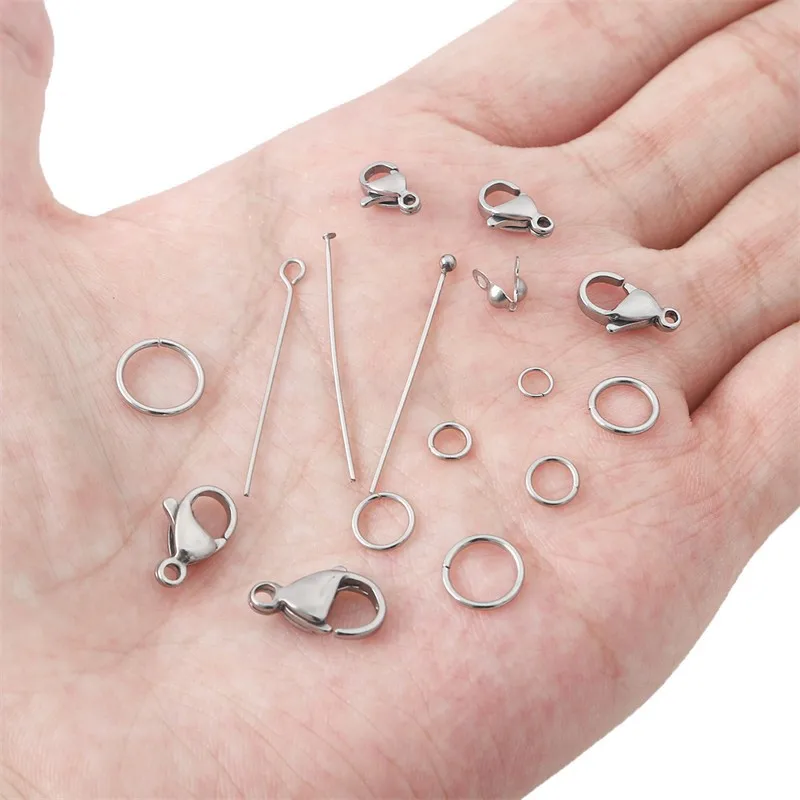 Stainless Steel Jump Ring Lobster Buckle End Buckle 9-Pin Beaded Pendant DIY Bracelet Connecting Material Necklace  Accessories