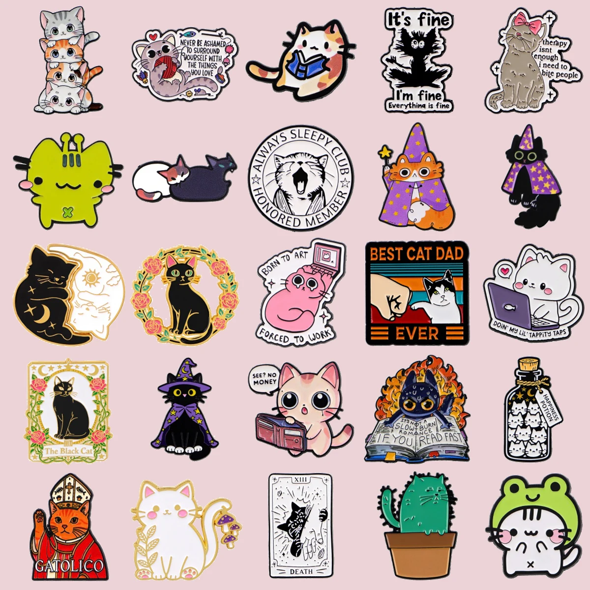 

Funny Tarot Cat Enamel Pins Cute Magic Cat Lapel Brooch Badge on Backpack Costume Accessories Fashion Jewelry Gift
