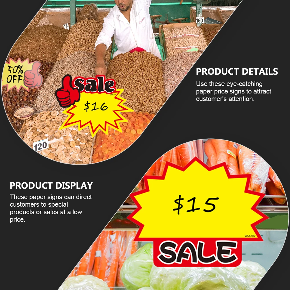 50 Uds etiquetas de precios señales publicitarias promocionales etiquetas de precios cupones de mercado etiquetas publicitarias