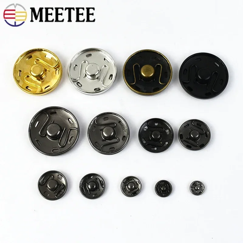 Meetee 100sets 8-30mm Metal Snap Button Brass Press Stud Fastener Sewing Buttons DIY Jacket Garment Scrapbook Accessory C7-2