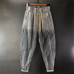 2023 Spring and Autumn New Fashion Trend Striped Printed Stretch Pants Men's Casual Loose Comfortable High Quality Jeans 28-36