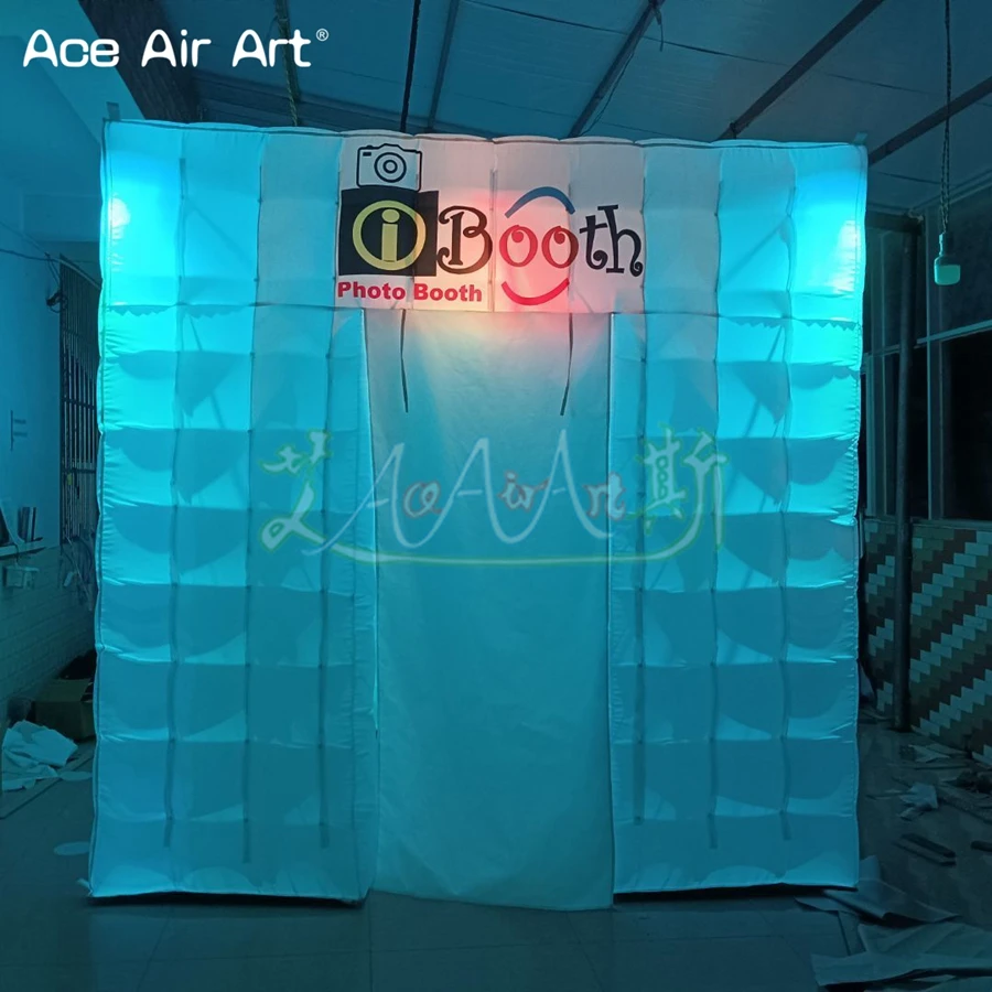 

8ft Led Inflatable Photo Booth Cabinet Party Tent Photo Backdrop With Spotlights for Wedding Party Event Decoration