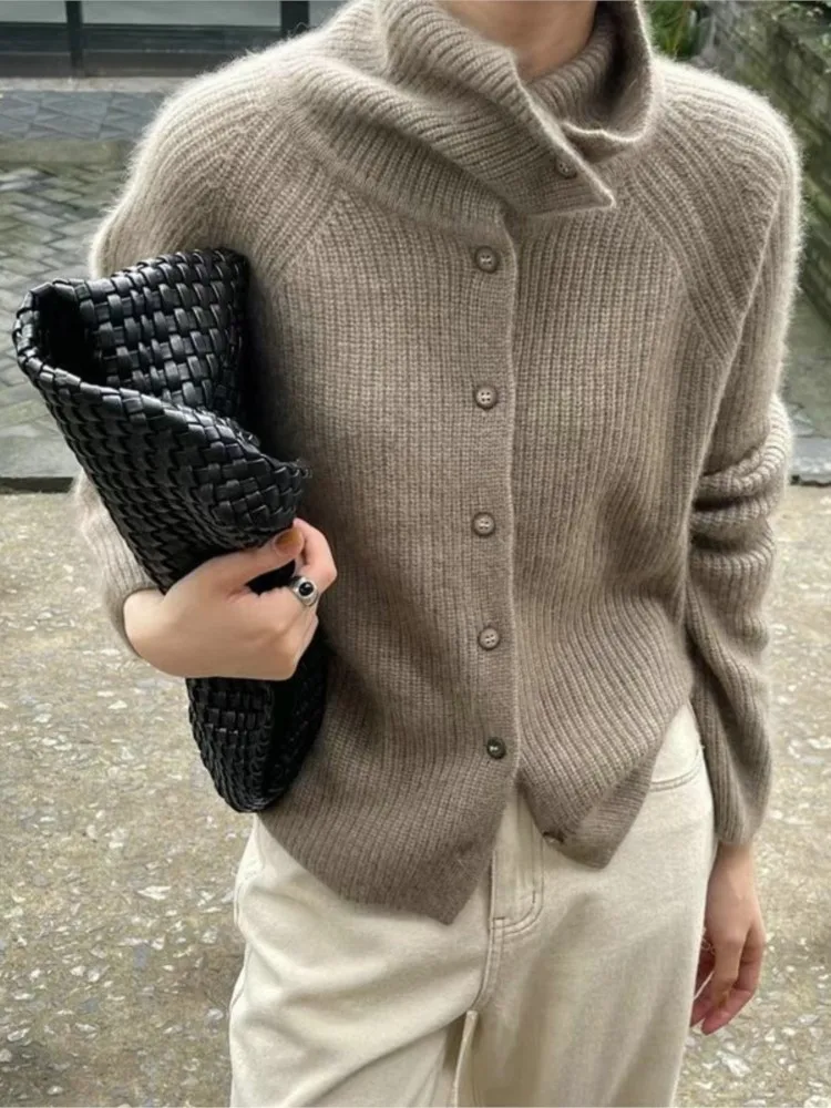 

Commuting Cardigans Winter Clothes Woman Pulls Femmes All-match Loose Simple Style Sweater Comfortable Lazy Casual Solid Color