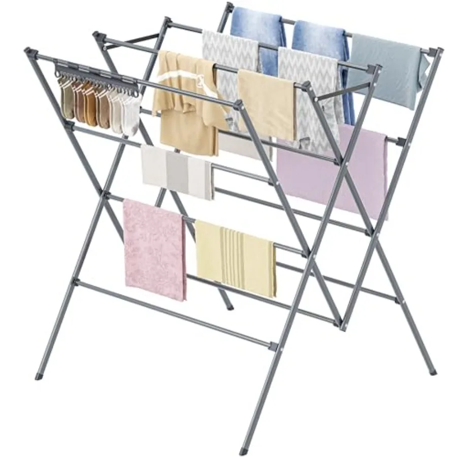 

Drying Rack ClothingLarge 12 Drying Poles with Sock Clips Clothes Drying Rack Foldable Portable Laundry Drying Rack for Air Dry