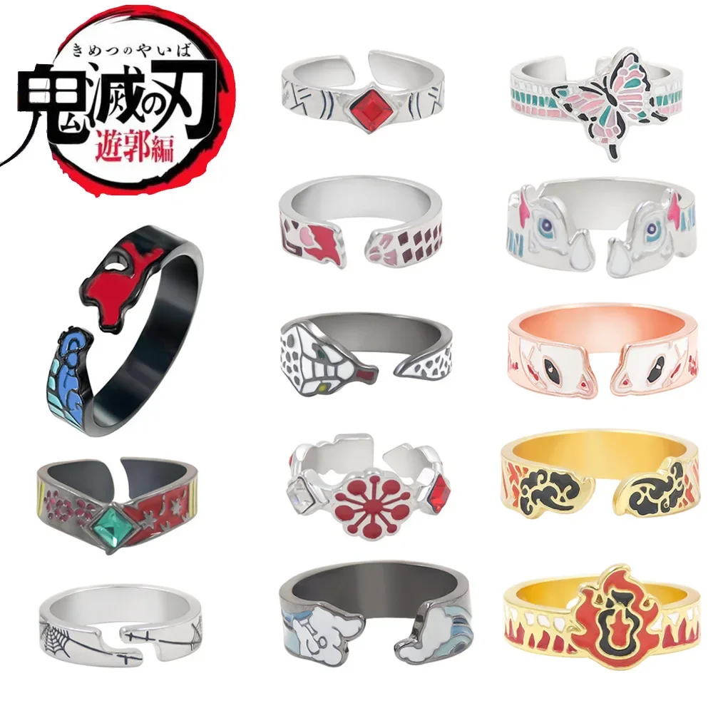 

Male and female demon killer anime rings, Kimetu no Yaiba, Tanjirou, Nezuko, Agatsuma, Zenitsu, Kochou, Shinobu, cosplay accesso