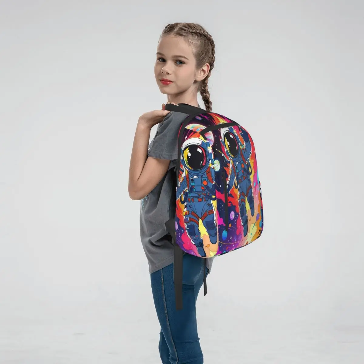 Astronaut Walking In Space Graffiti Backpack Large Capacity Boys Girls BookBag School Bag Shoulder Bags for Men Women