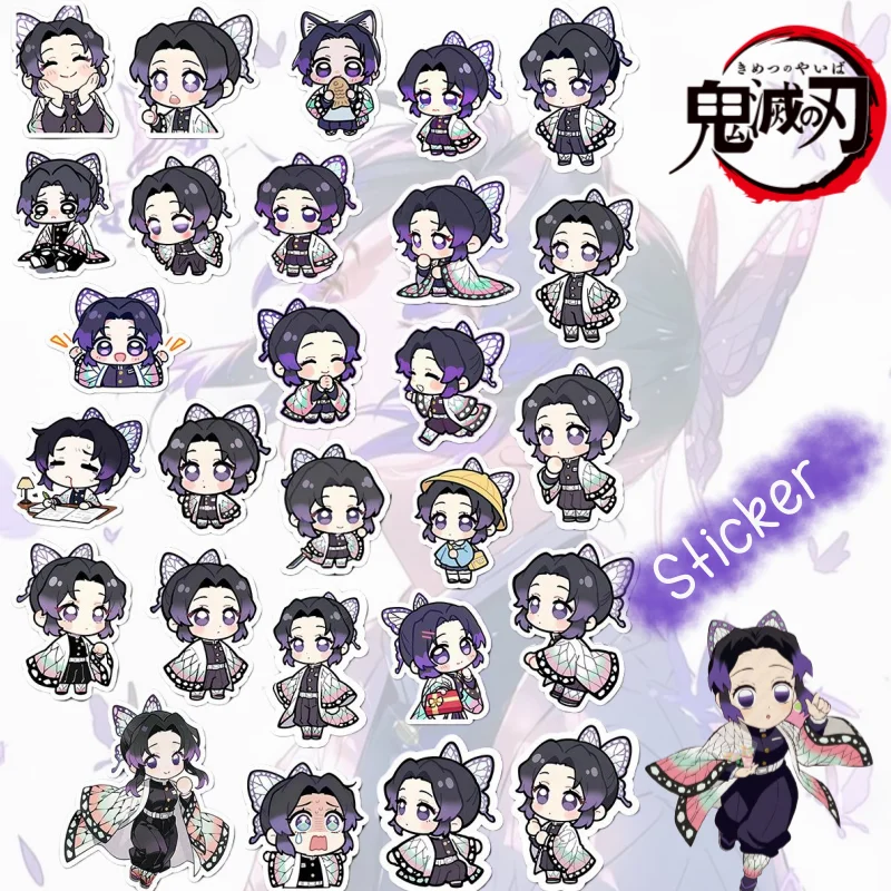 

Новый Demon Slayer Kochou Shinobu аниме персонаж мультфильма милые наклейки, наклейки для журнала «сделай сам», водонепроницаемое декоративное искусство