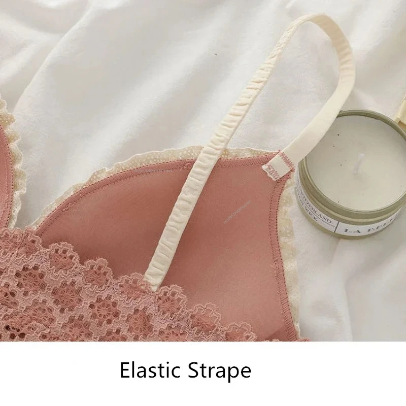 Bra Renda Manis Anak Perempuan Penutup Depan Mode Pakaian Dalam Nyaman Bebas Kawat Bra Wanita Lingerie Sejuk Mulus