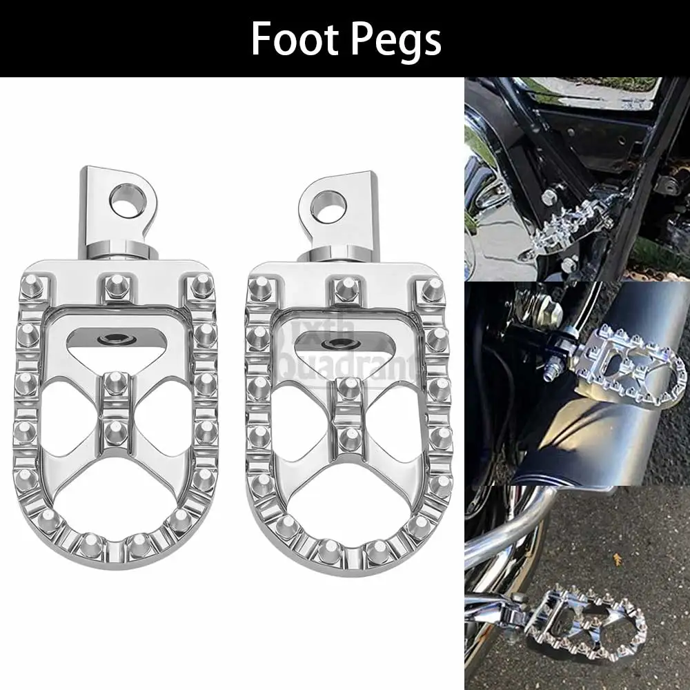 

Мотоцикл 1 пара Широкий толстый 360 ° Вращающиеся подножки, алюминиевый серебристый аксессуар для Harley 883 Fat Bob Softail Sportster Street Bob