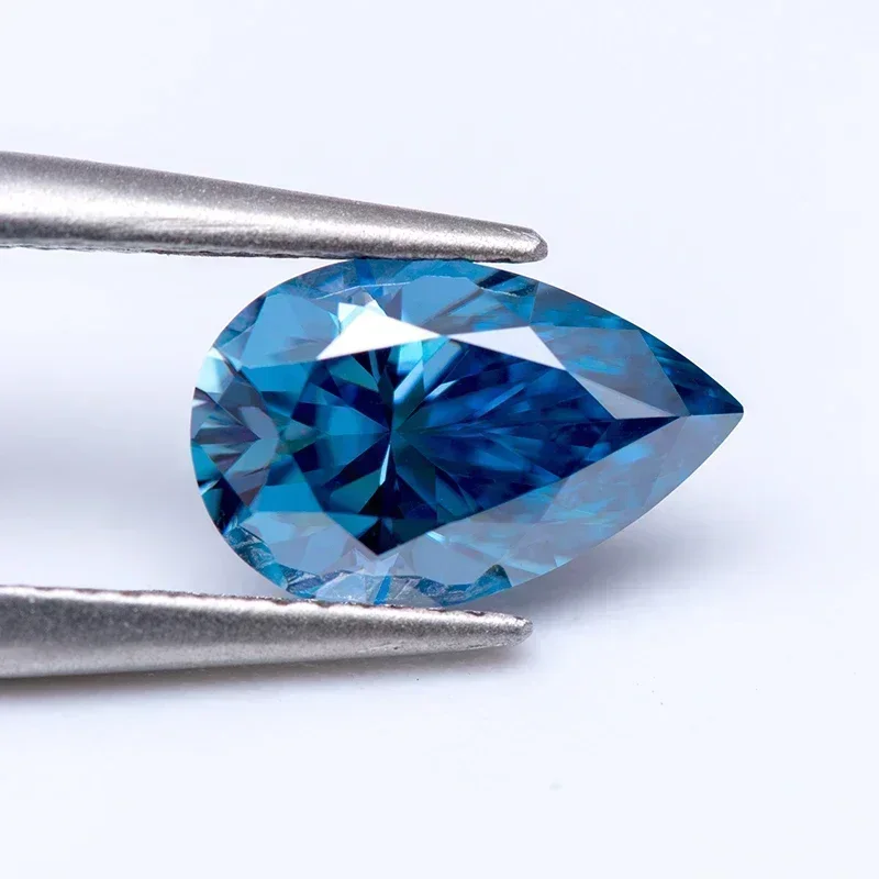 ANEW Moissanite Stone Pear Cut Sapphire Blue Colour Lab Created Heat Diamond Jewelry Making Materials Comes With Certificate