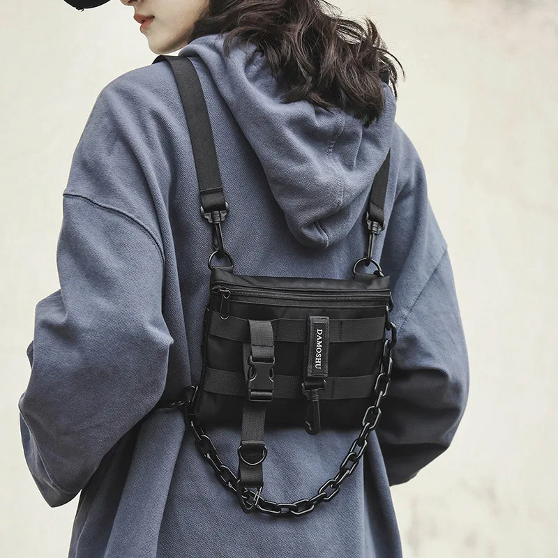 Functional Tactical Chest Rig Bag Unisex street Hip Hop Vest Streetwear Bag Waist Pack Woman Black Wild Chest Bag Trend backpack